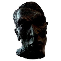 French Midcentury Giacometti Inspired Terracotta Bust Sculpture
