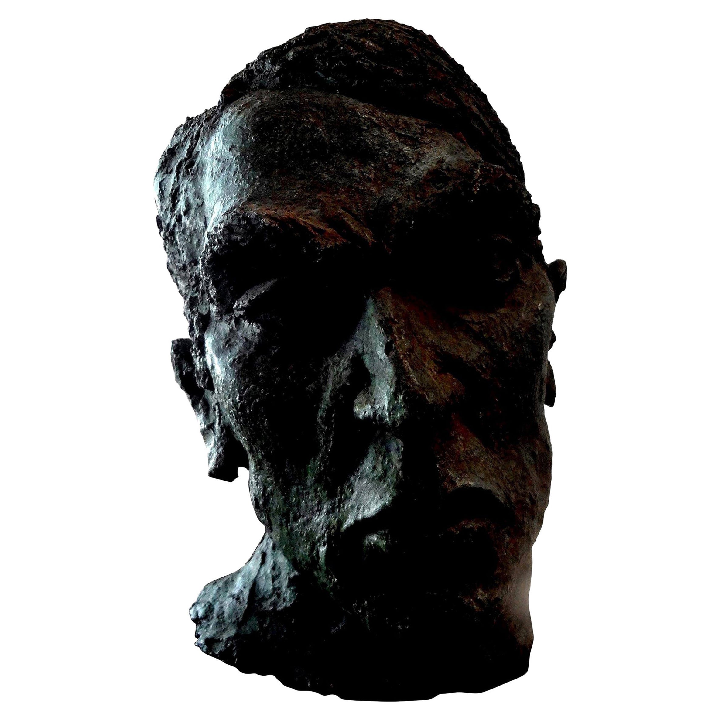 Sculpture de buste en terre cuite d'inspiration Giacometti du milieu du siècle dernier en vente