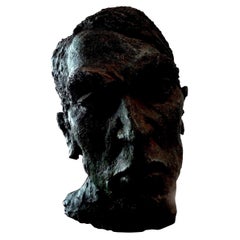 Sculpture de buste en terre cuite d'inspiration Giacometti du milieu du siècle dernier