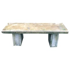 Antique French Hand-Carved Limestone Bench with Simple Supports