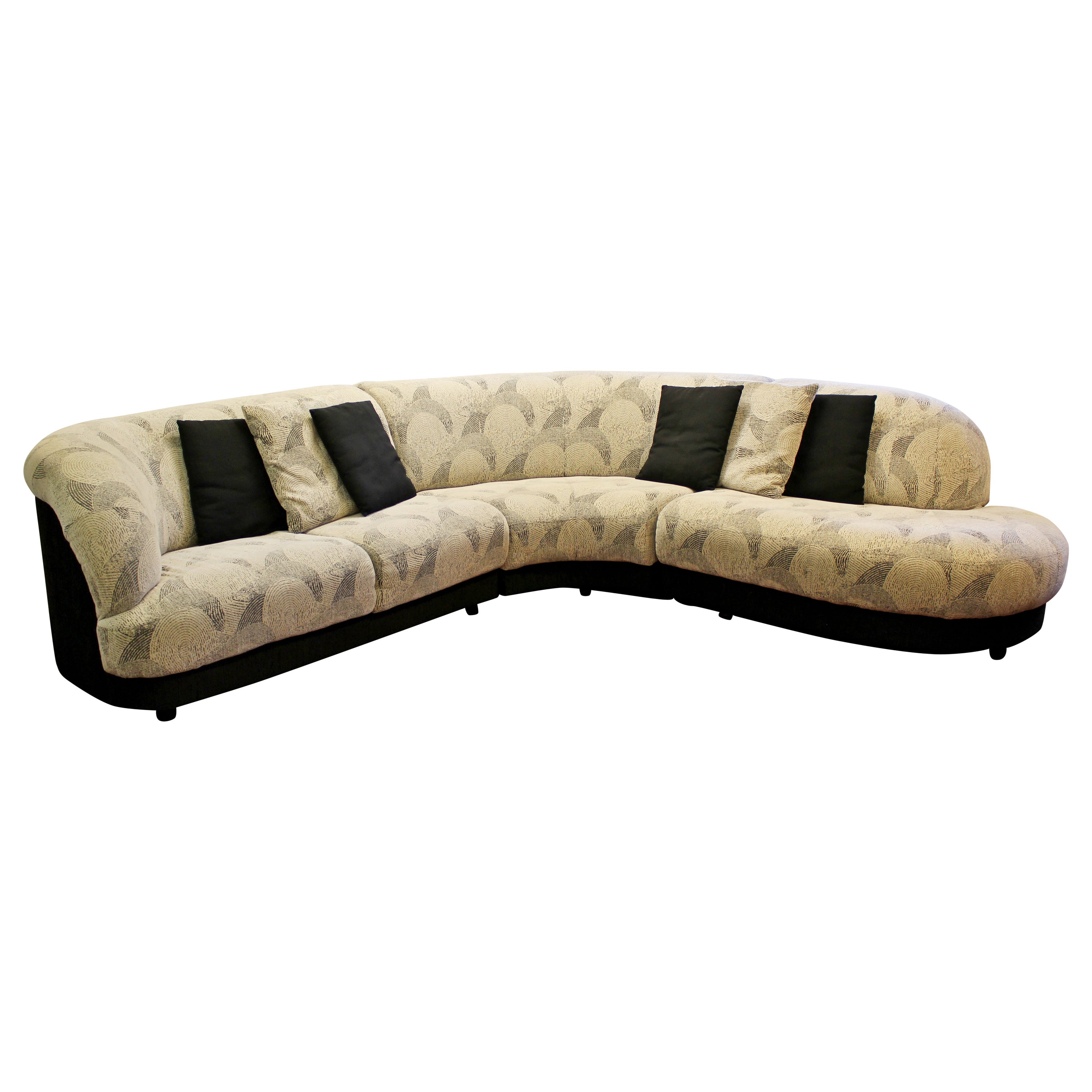 Contemporary Modernist 3Piece High Back Curved Sectional Sofa Adler