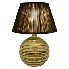 Tinted and Silver Glass Art Deco Table Lamp with Black Shade