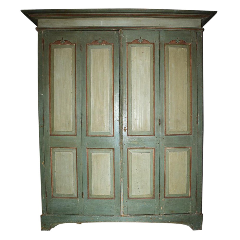 18th Century Painted Dutch Country Knockdown Cupboard