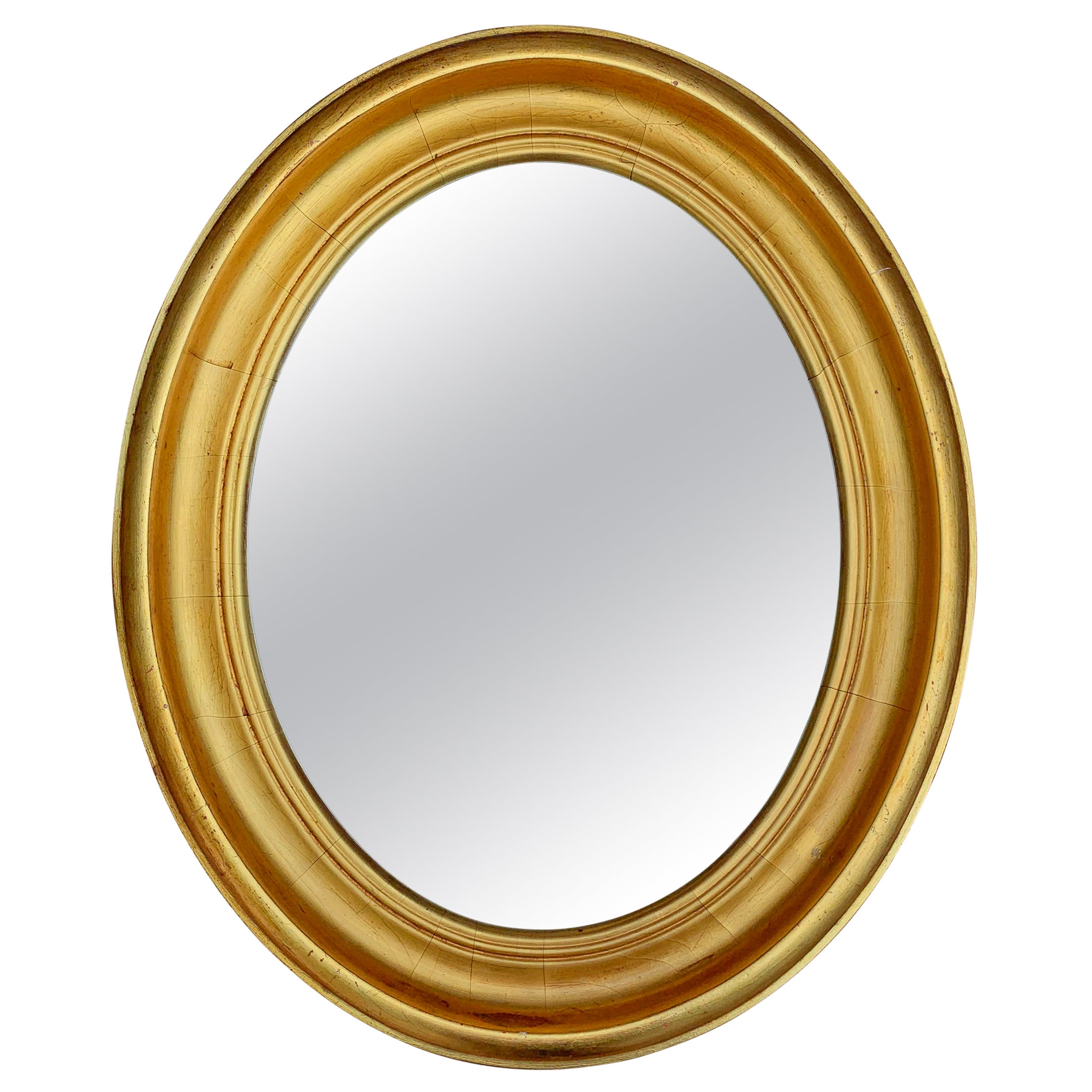 Dual Interlocking Oval Gold Frame Mirror For Sale at 1stDibs