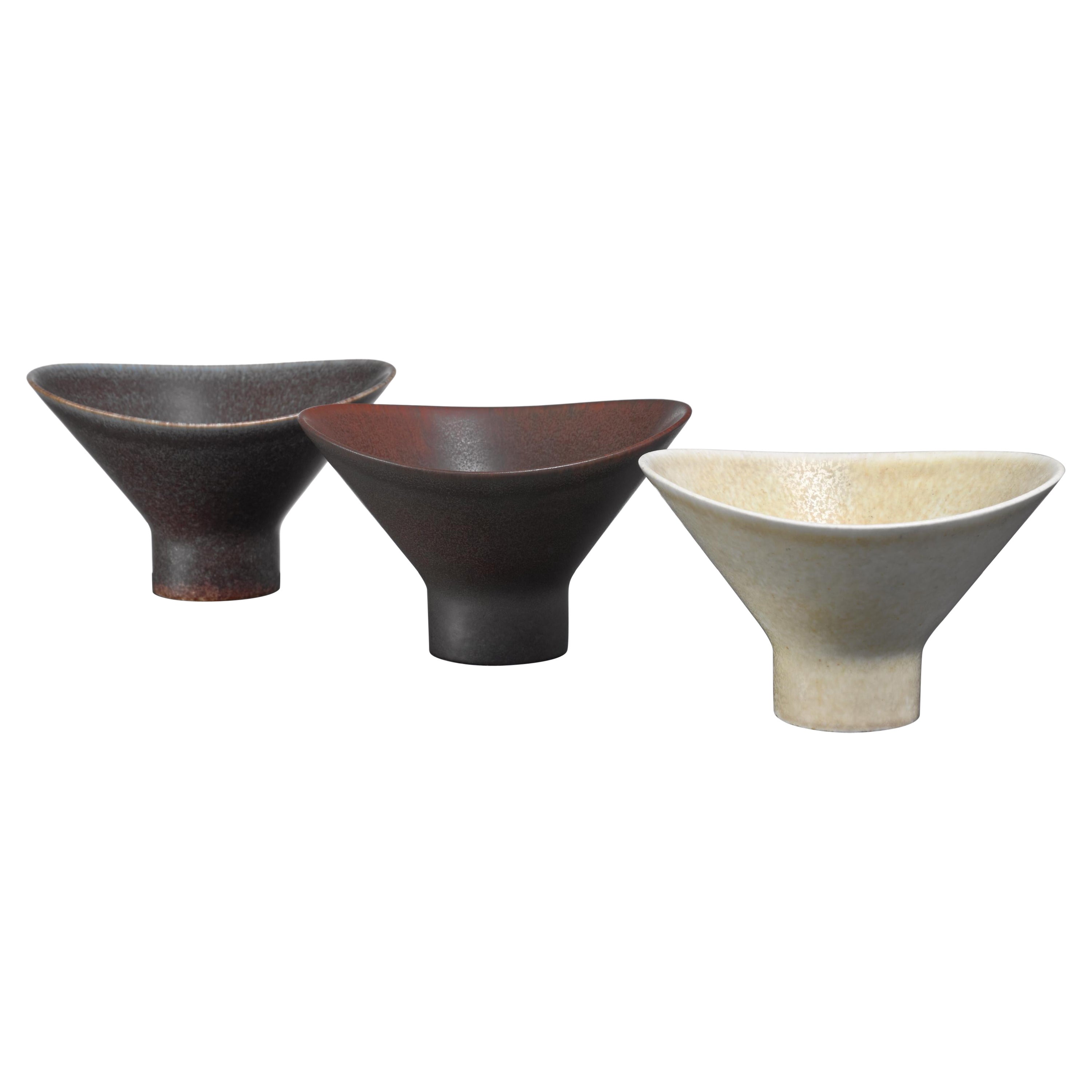 Carl-Harry Stålhane Set of Three Ceramic Bowls, Sweden For Sale