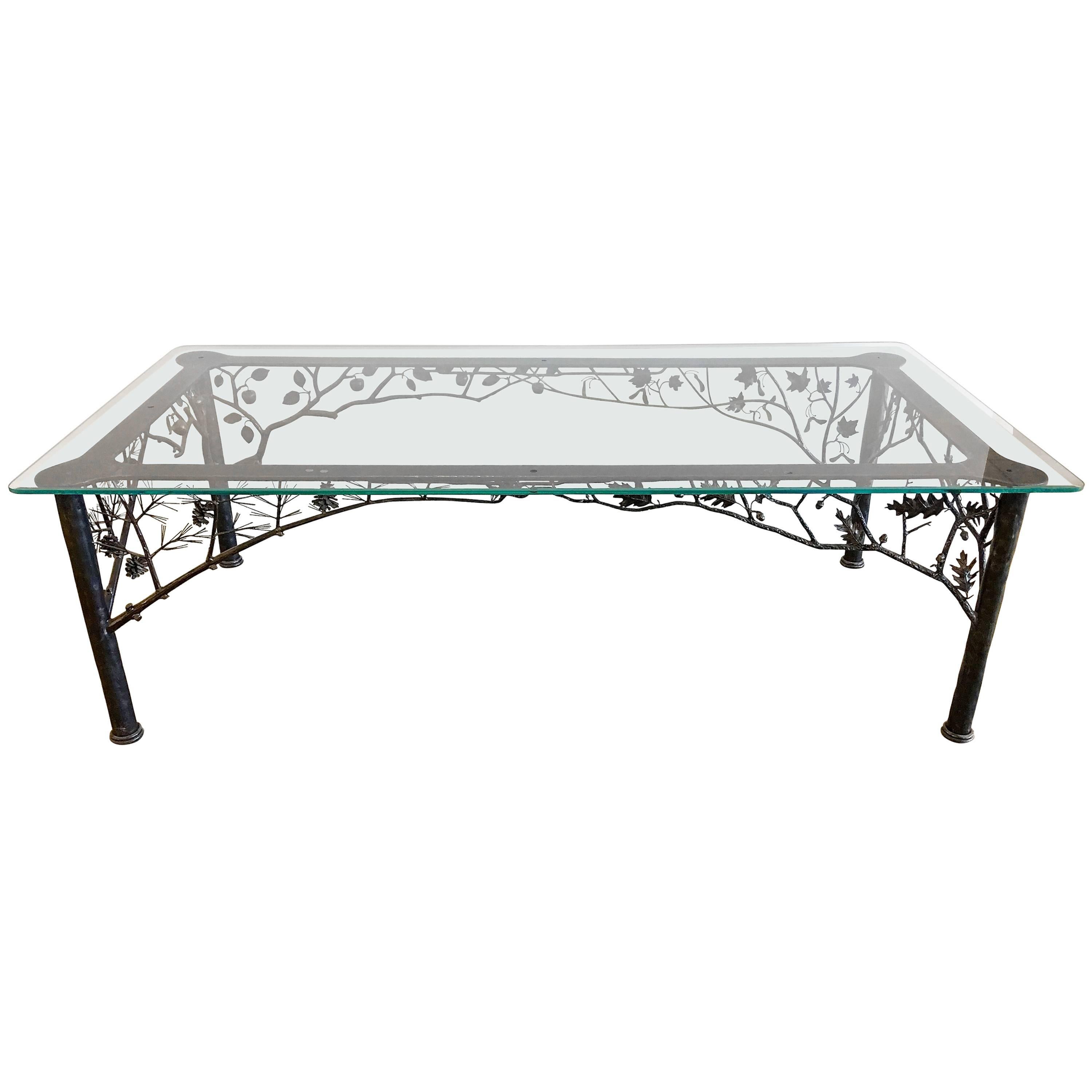 "Four Seasons" Sculptural Wrought Iron Dining Table by Dereck Glaser