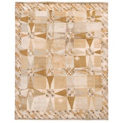Rug & Kilim’s Scandinavian-Inspired Geometric Beige Cream Wool Pile Rug