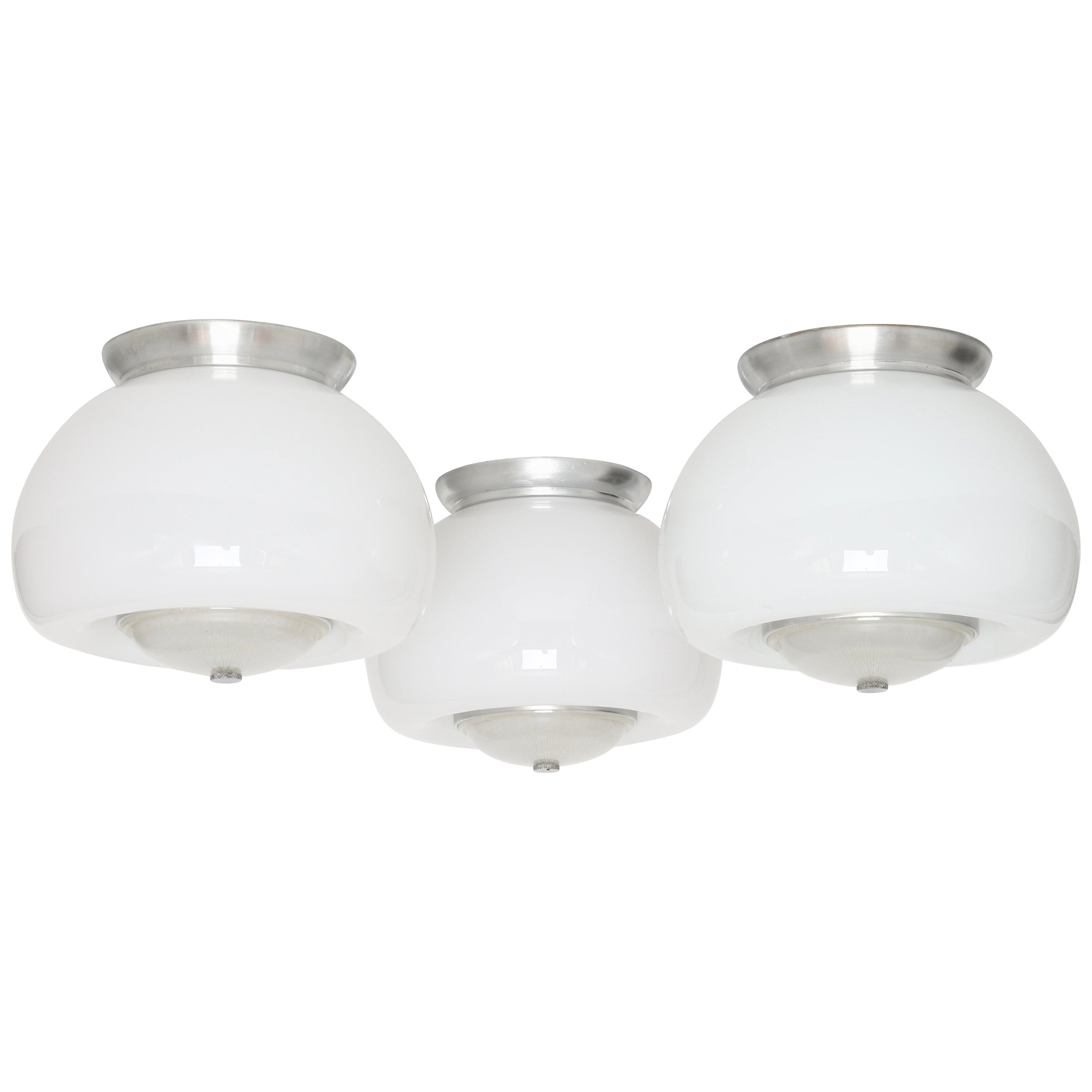 Pair of Five Globe Flush Mount Ceiling Lights For Sale at 1stDibs