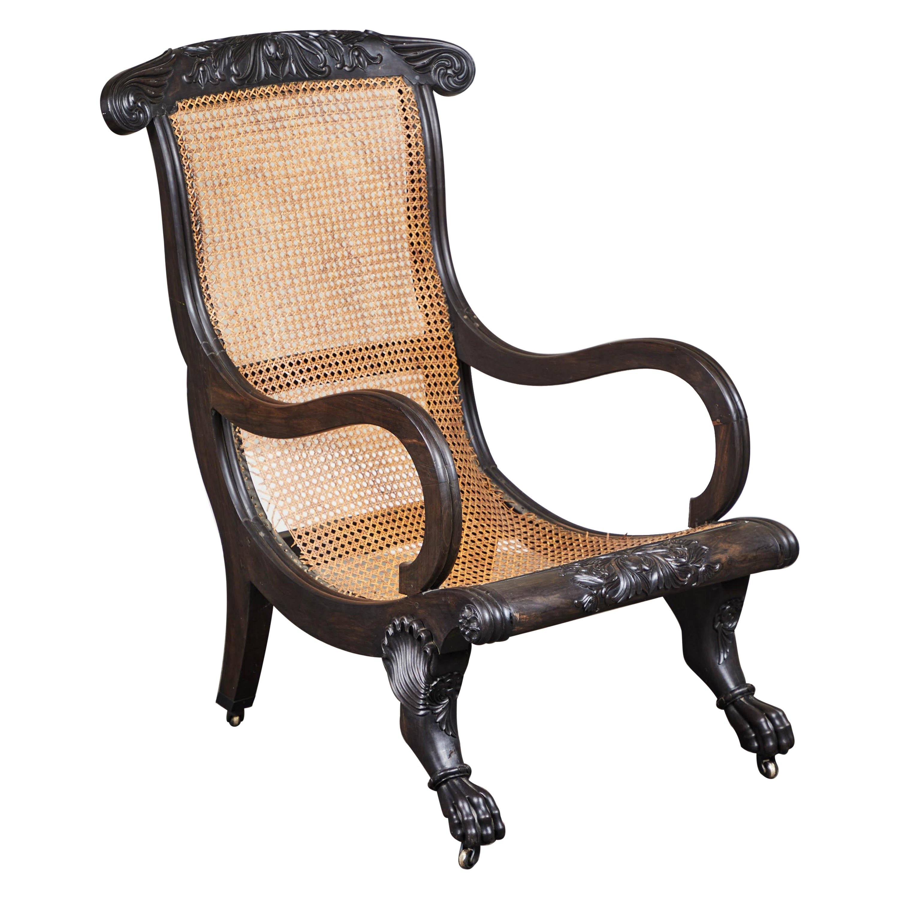 19th Century British Colonial/Regency Ebony Chair For Sale