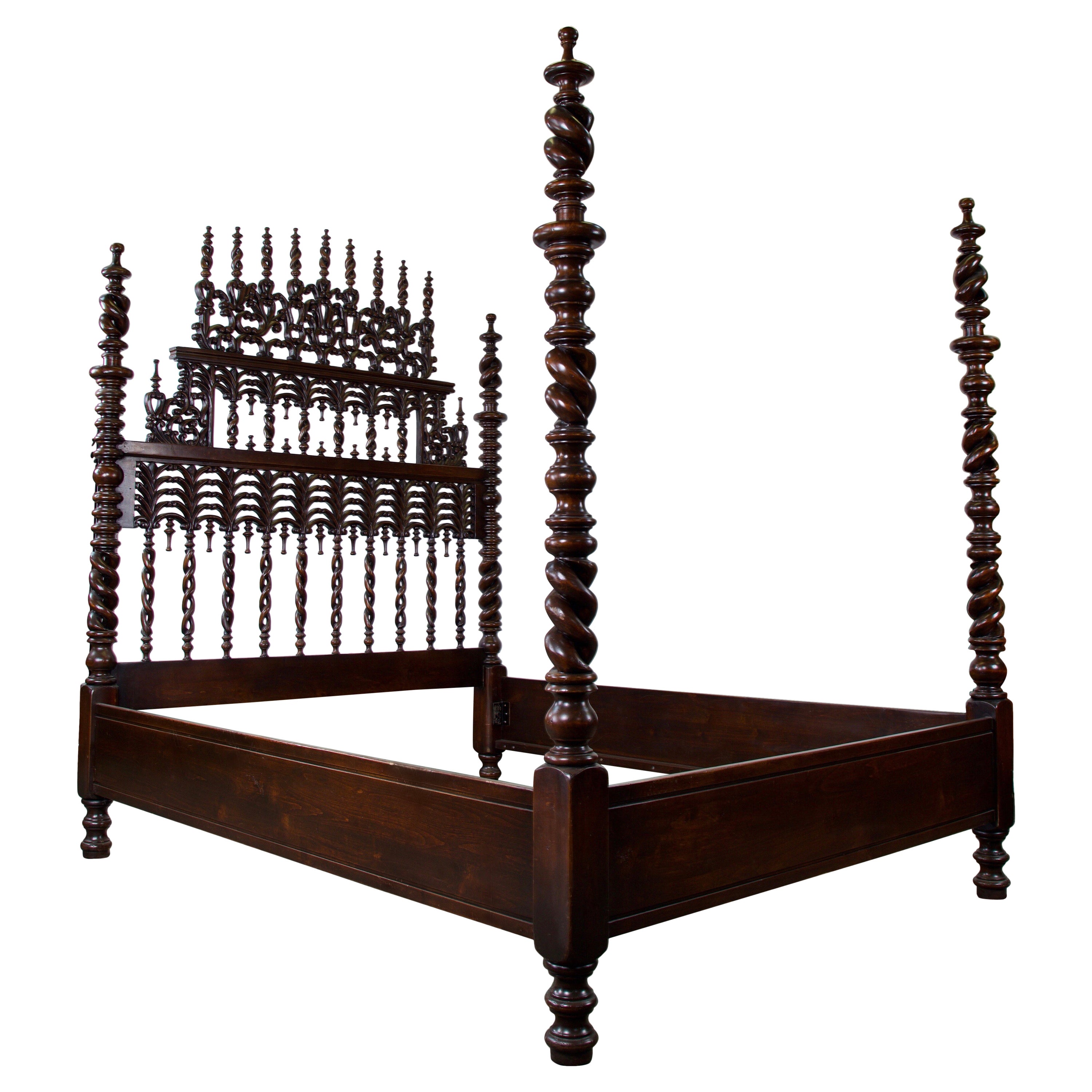 Portuguese Carved and Turned Bed Comprising 17th Century Elements For