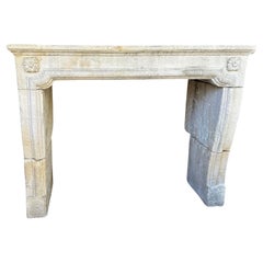Carved Stone Limestone Simple Fireplace Mantle Surround Los Angeles Antiques Ca