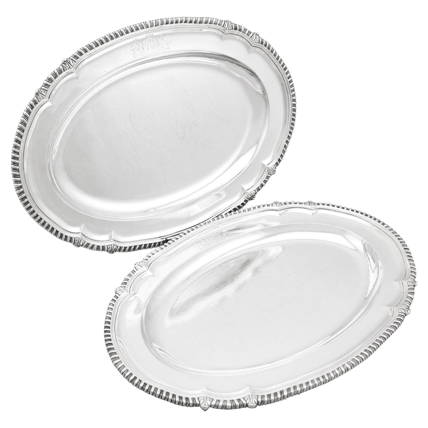 Georgian Pair of Sterling Silver Meat Platters