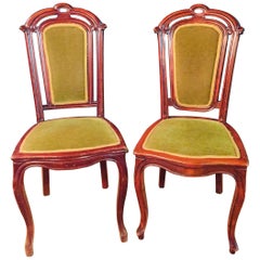 Set of two Chairs Mahogany antique Late Biedermeier circa 1860 woodwork
