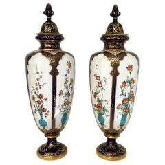 Antique Pair of Royal Worcester Japonesque Vases, Dated 1896-1897