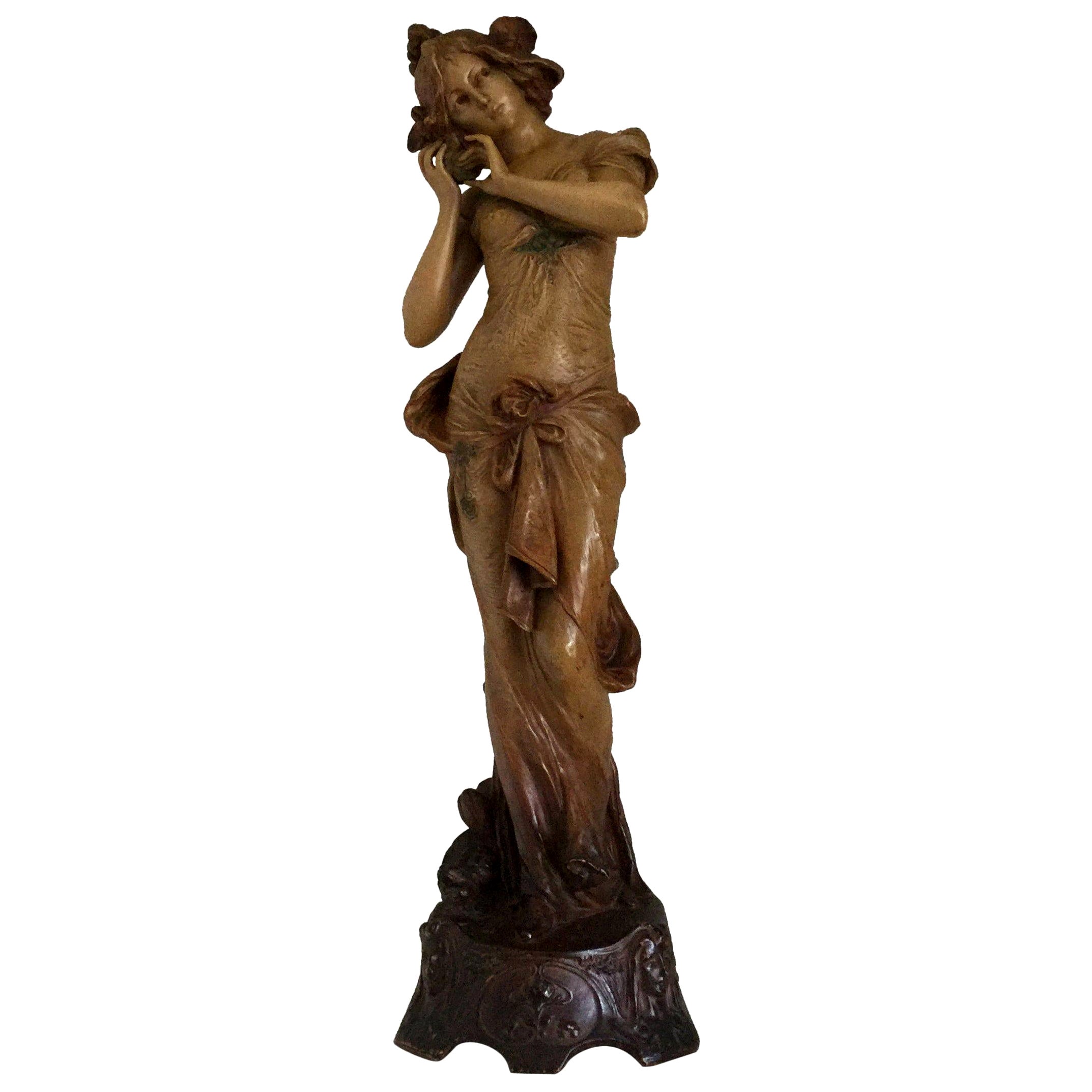 Art Nouveau Austrian Terracotta Sculpture, Ernst Wahliss, 19th Century For Sale