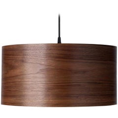 Organic Walnut Wood Veneer 14.5" Drum Pendant