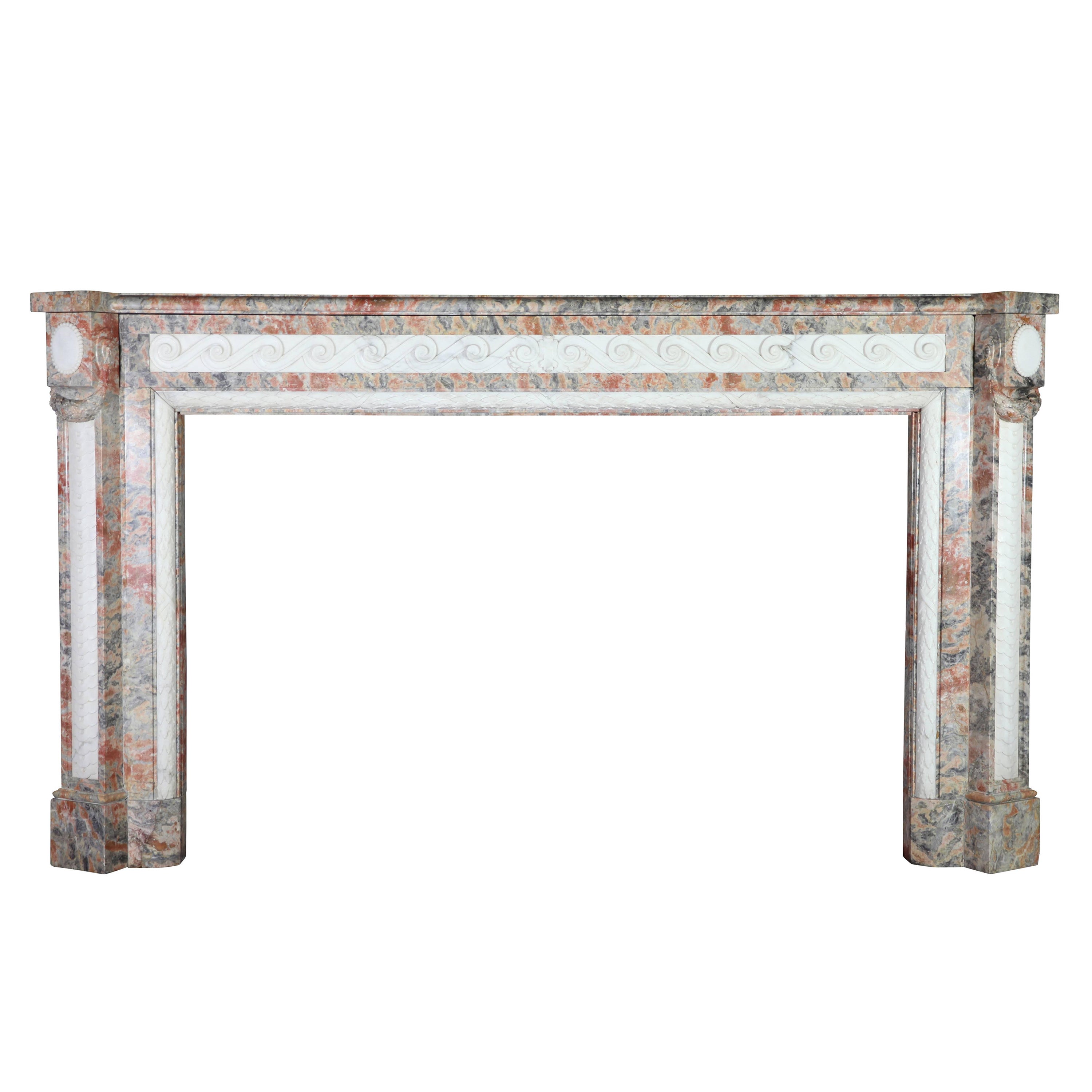Grand Paladium Antique Fireplace Surround in Rouge Languedoc Marble For Sale