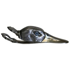Used English Sterling Silver Duck Head Paper Clip by Francis Howard, 20th Century