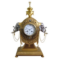 Victorian English Gilt Bronze and Silver Elephant Clock, circa 1880