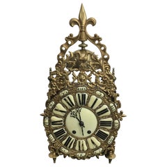 Antique French Brass and Wood Chiming Lantern Clock, 19th Century