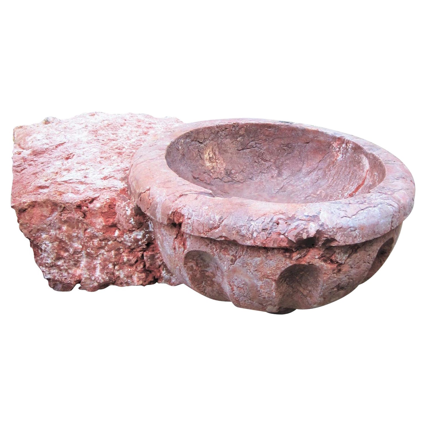 17th C. Hand Carved Stone Basin Jardinière Bowl Planter Vessel Sink Antiques LA For Sale