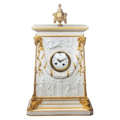 Late 19th Century Gilt Bronze Mounted Parcel-Gilt and Biscuit Porcelain Clock