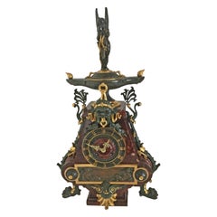 French Gilt Bronze and Rouge Marble Mantel Clock, Charpentier, Paris, circa 1880