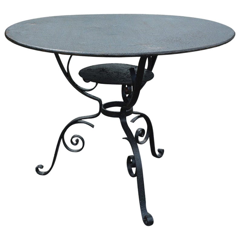 Iron and Glass Round Garden Table at 1stDibs