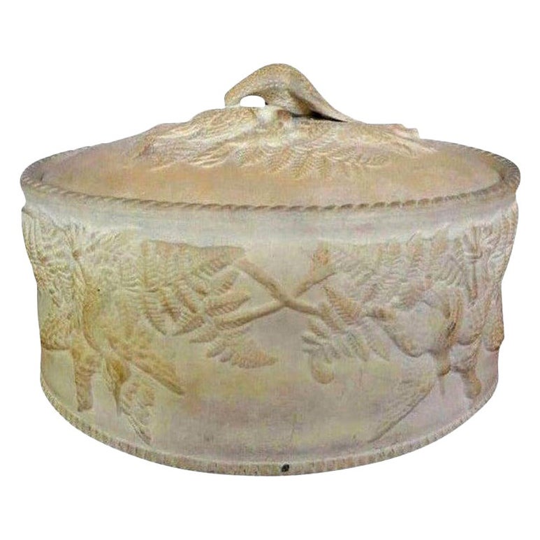 Antique French Caneware Game Pie Dish or Tureen with Liner For Sale