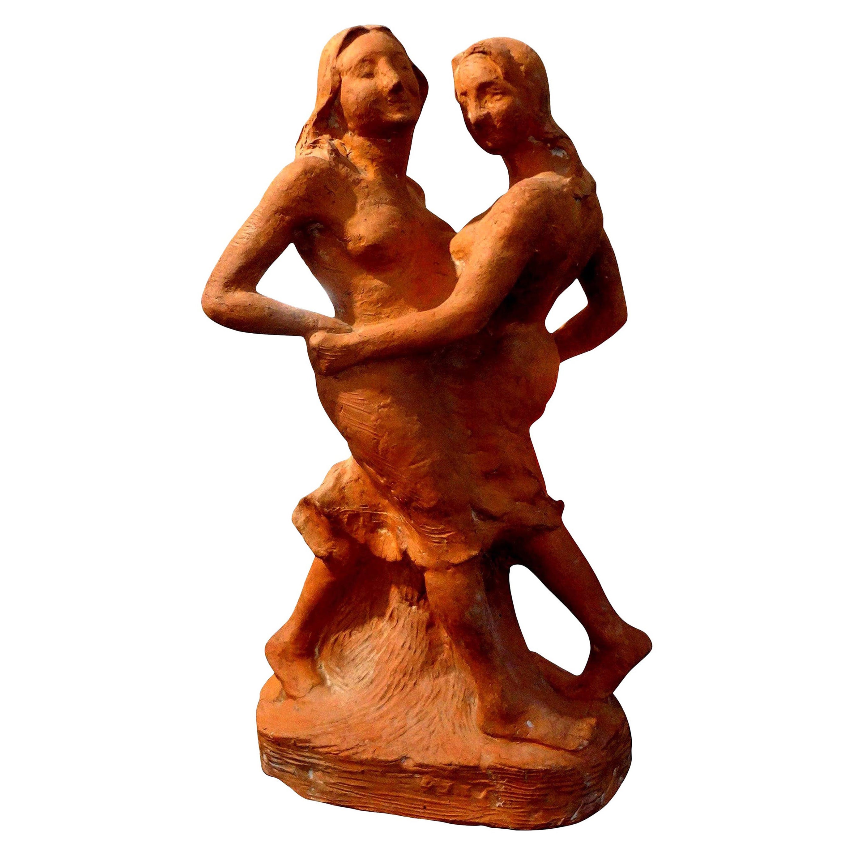 Antique French Terracotta Sculpture Signed T. Foris For Sale