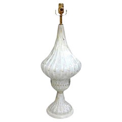 Large White and Gold Infused Murano Glass Lamp by Barovier