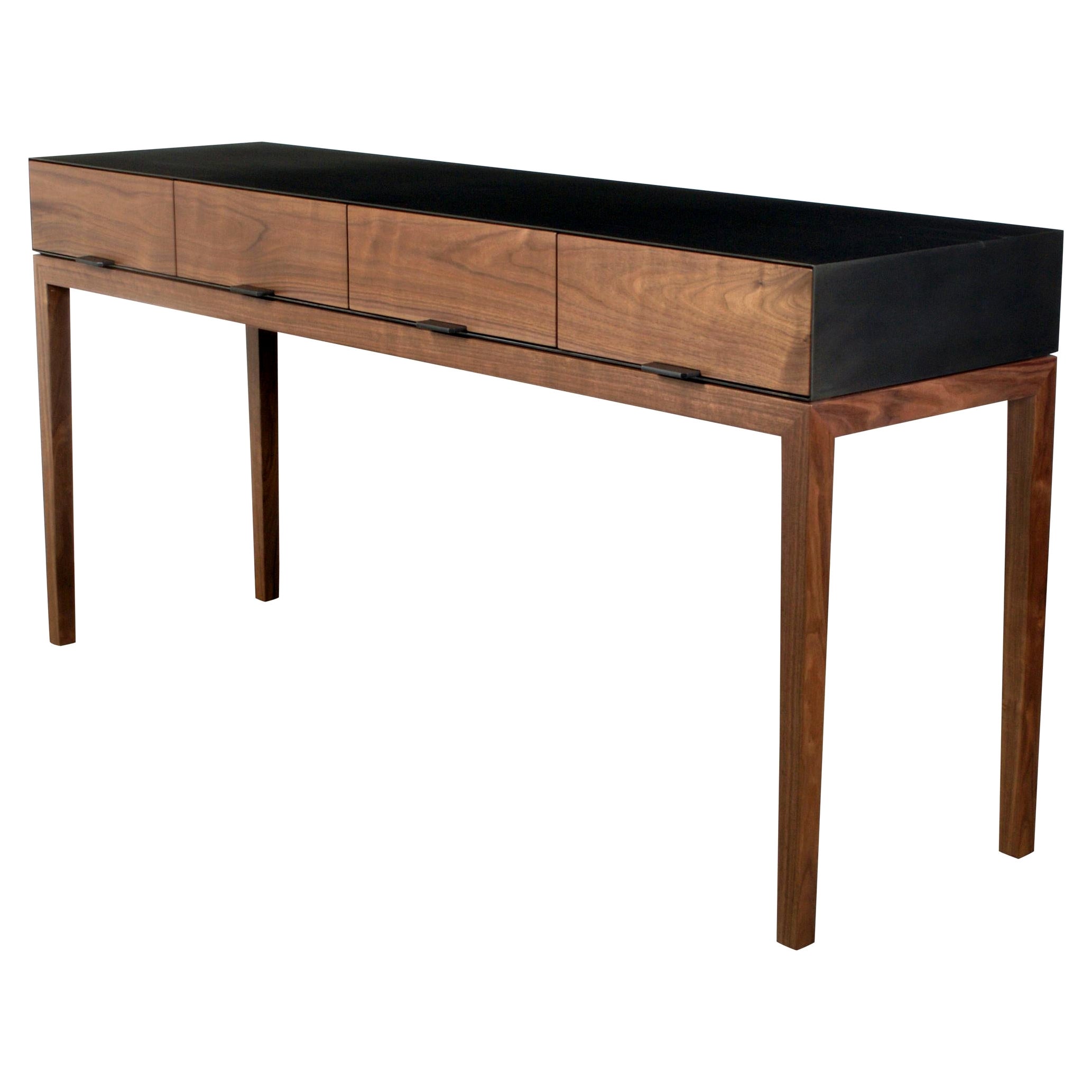 Modern Industry Tapered Leg Console Table with Drawers For Sale