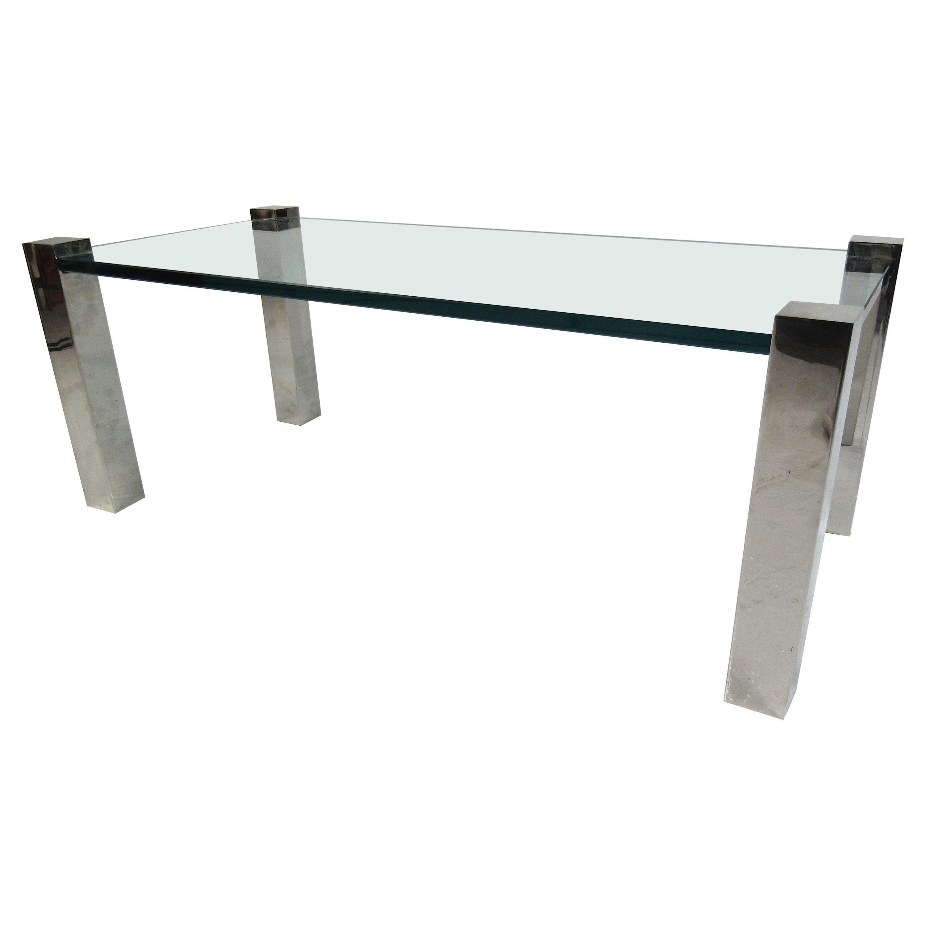 Mid-Century Modern Chrome and Glass Coffee Table