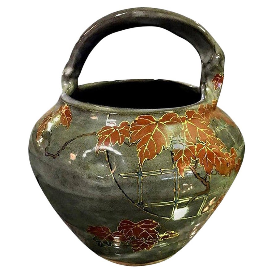 Makuzu Kozan II, signierter und gestempelter japanischer Keramikschalentopf aus Blumentöpferware