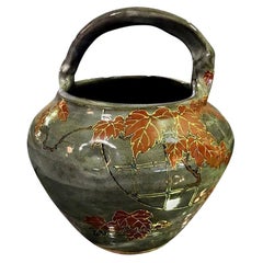 Vintage Makuzu Kozan II Signed and Stamped Japanese Ceramic Flower Pottery Bowl Pot Vase