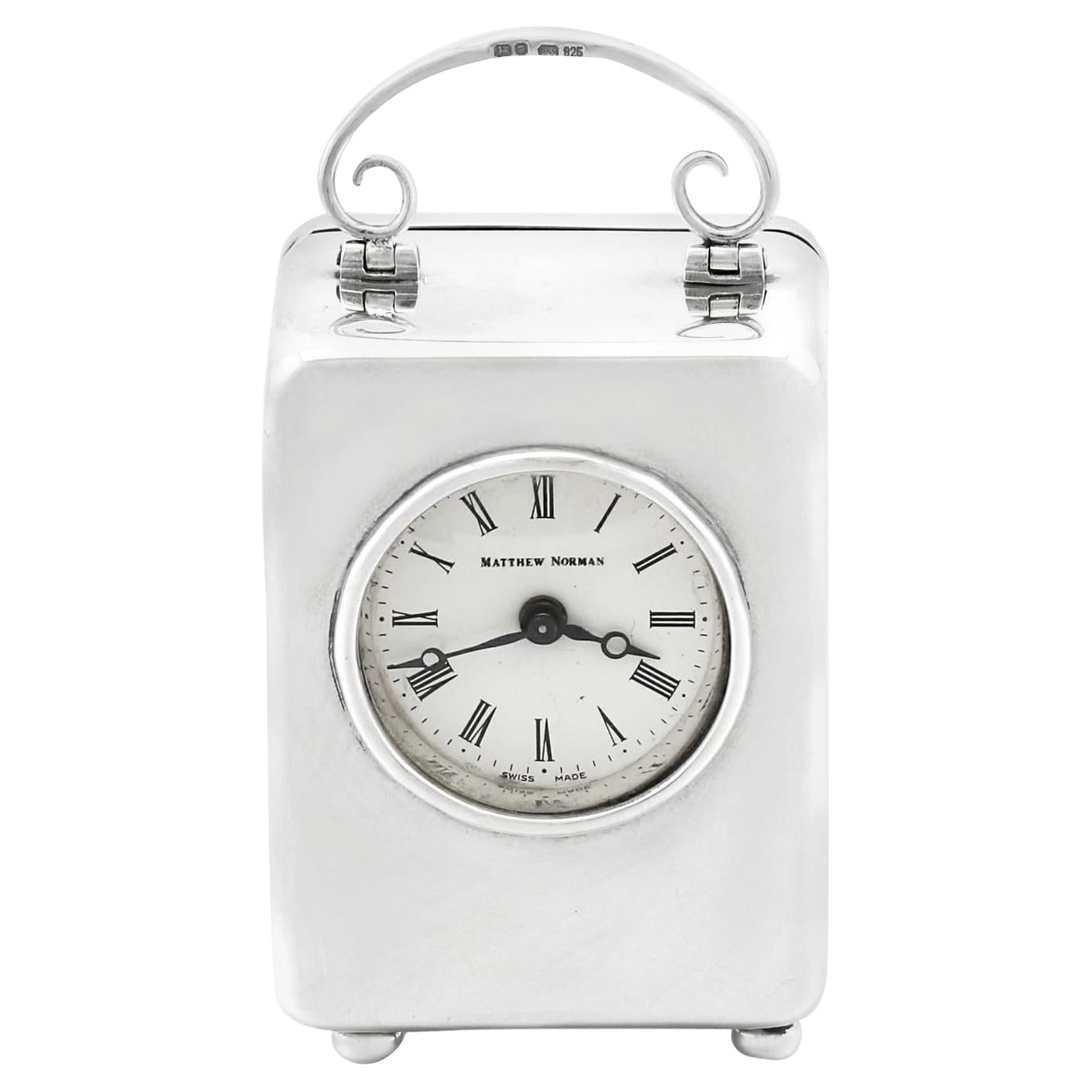 Boudoir-Miniatur-Uhr aus Sterlingsilber, 1982