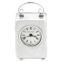 Horloge de boudoir miniature vintage en argent sterling de 1982