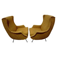 Pair of Italian Mid-Century Lounge Chairs Inspired by Gio Ponti