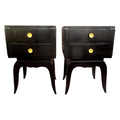 Pair of French Art Deco Ebonized Chests in the Manner of Jules Leleu