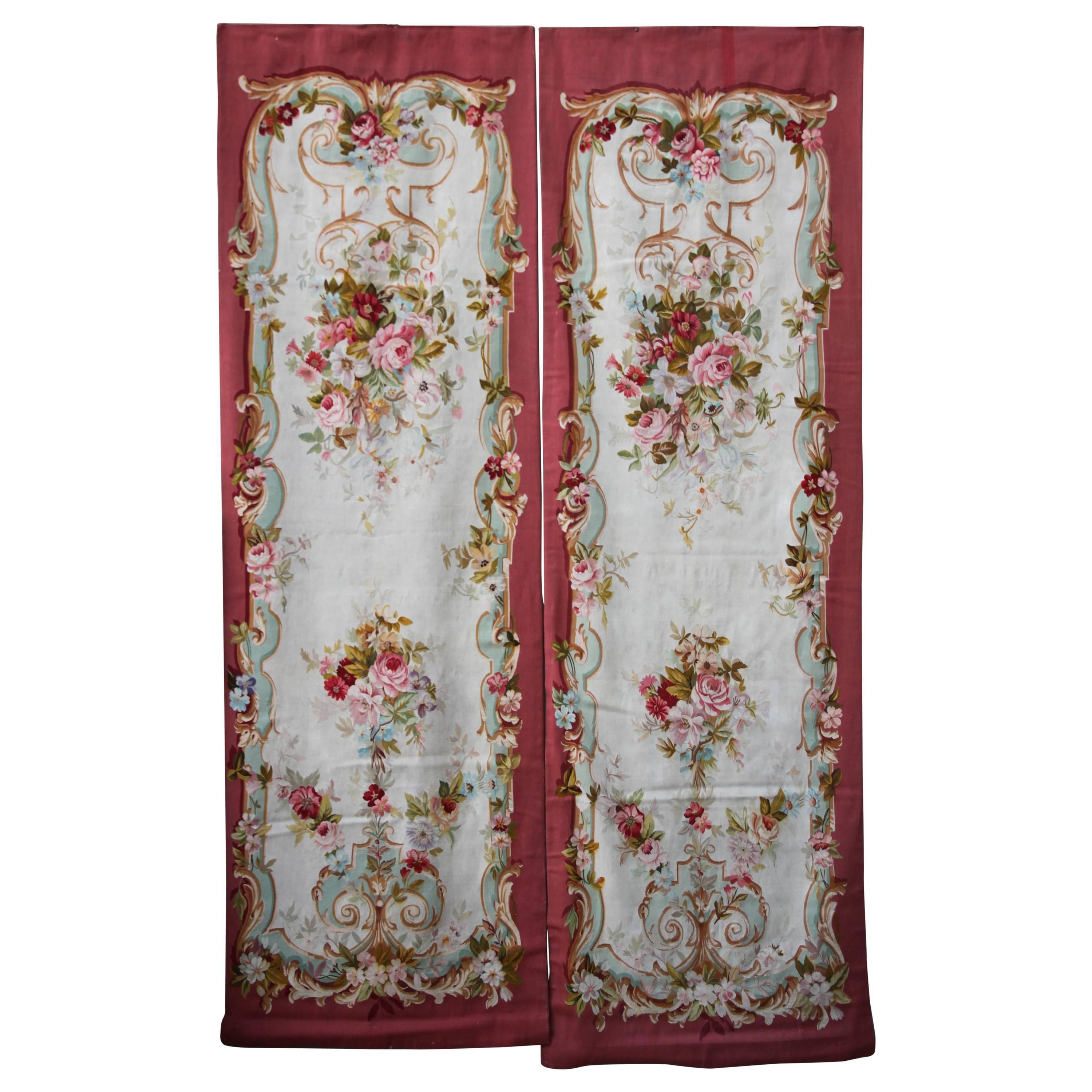 Pair of 19th Century Floral Aubusson Panels