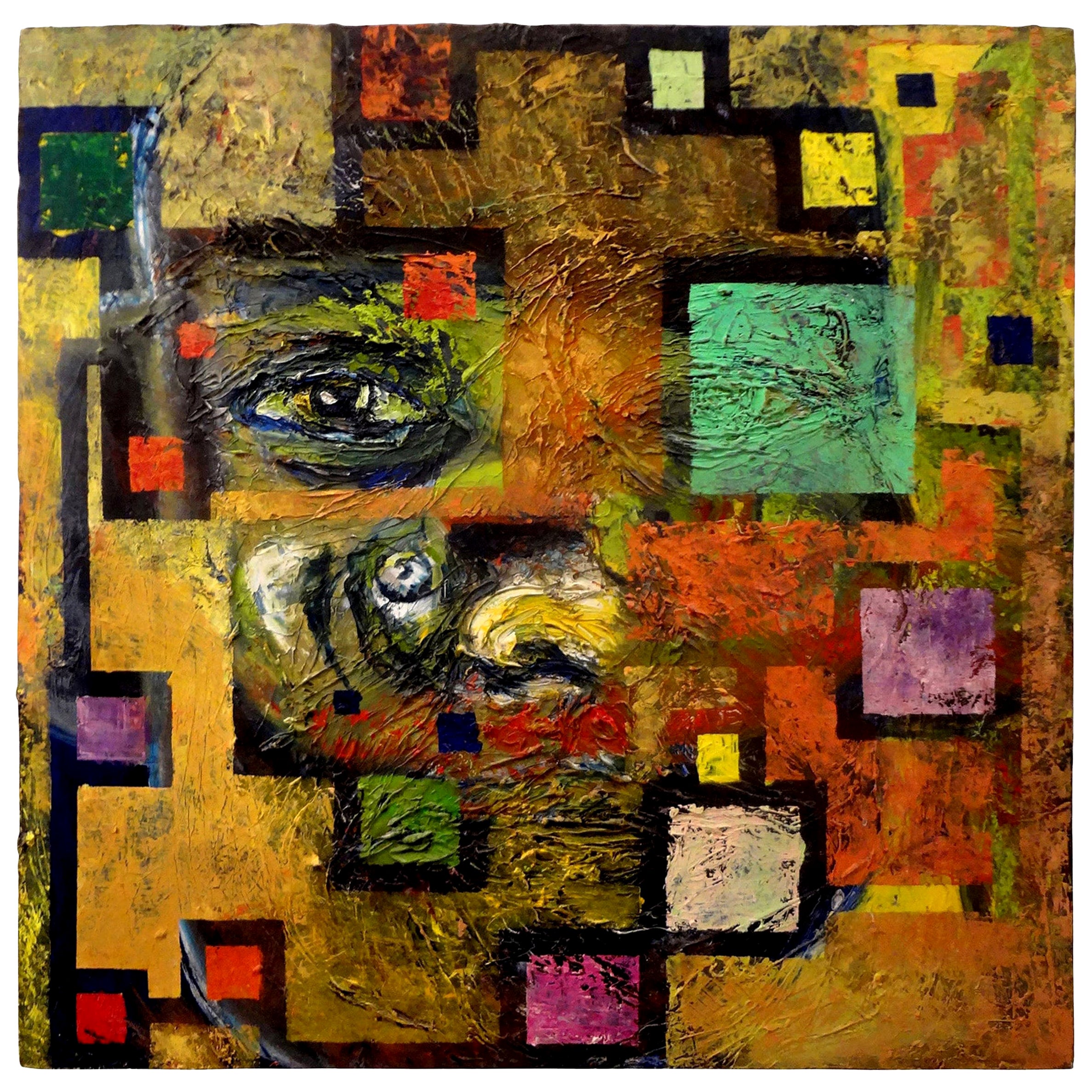 Large Abstract Oil Painting on Canvas For Sale at 1stDibs