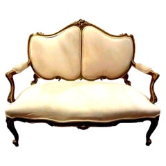 19th Century, Italian Louis XV Style Giltwood Loveseat