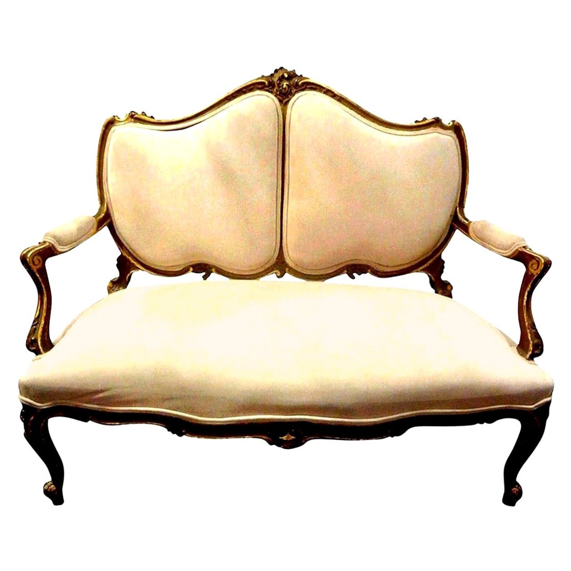 19th Century Italian Louis XV Style Giltwood Loveseat For Sale