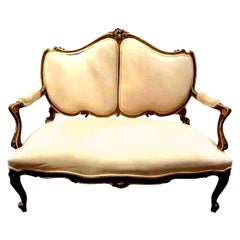 Antique 19th Century Italian Louis XV Style Giltwood Loveseat