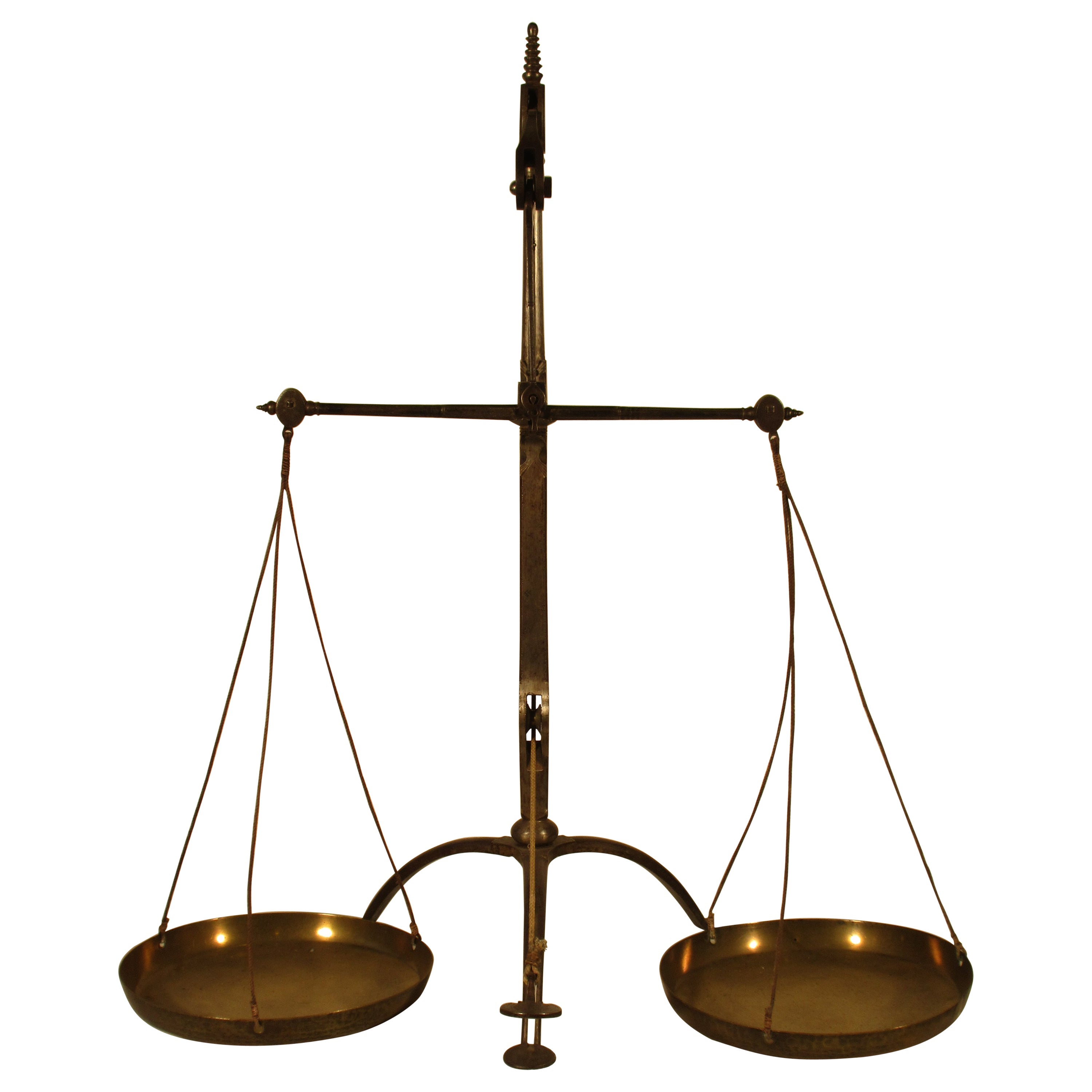 Large Antique French Brass and Iron Balance Scale with Weights For Sale at 1stDibs