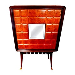 Italian Modern Bar/Cabinet with Brass Hardware Attributed to Paolo Buffa