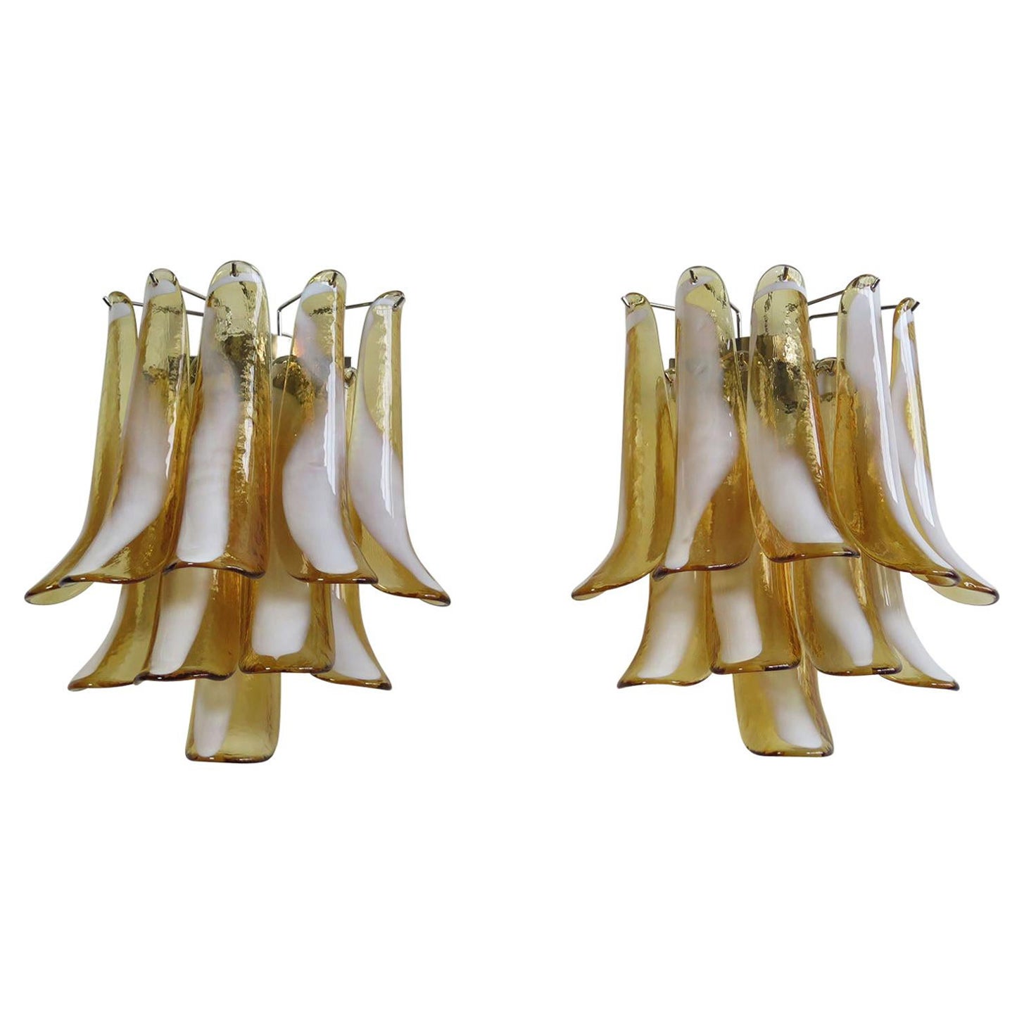 1970s Pair of Vintage Italian Murano Wall Lights in the Manner of Mazzega, Car