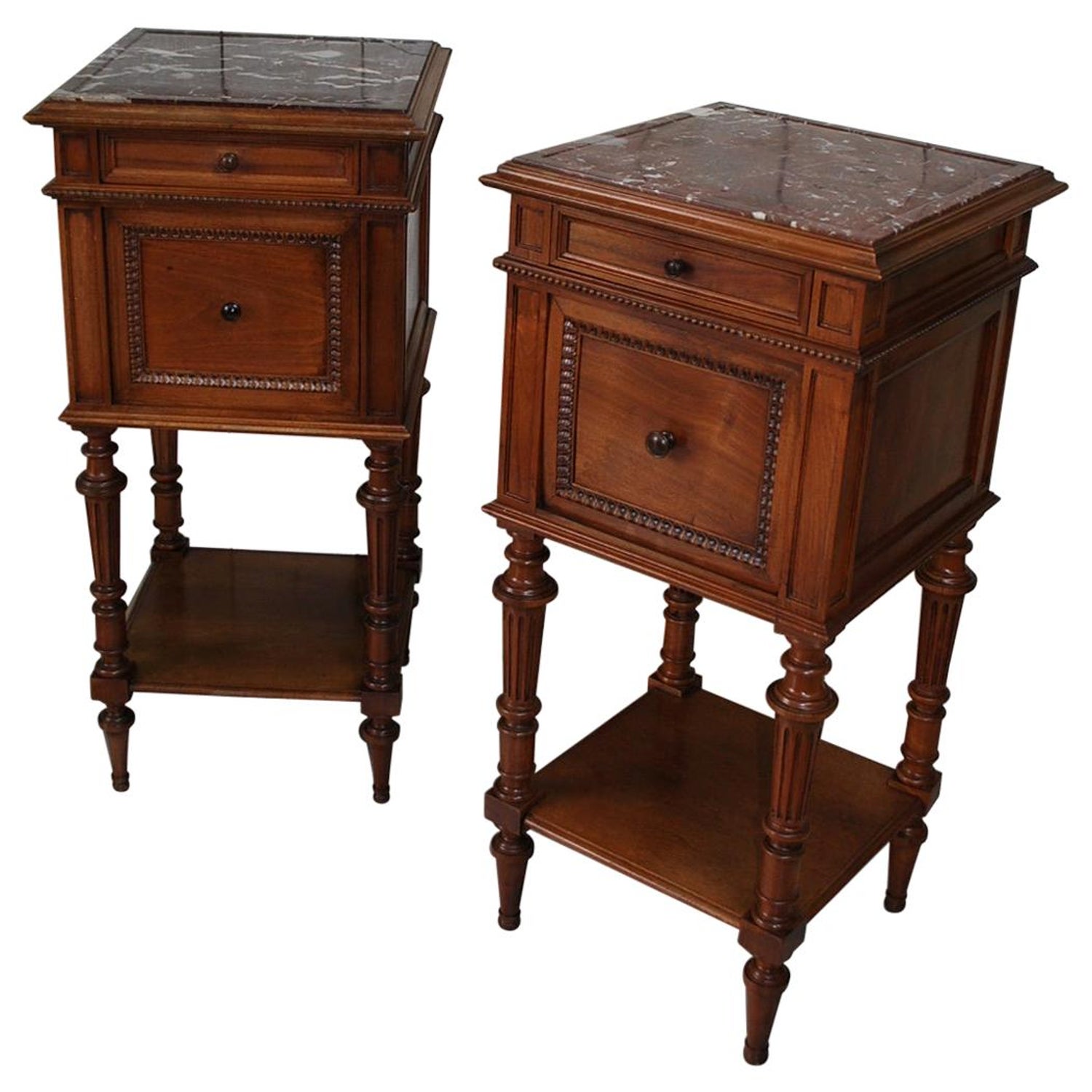 Pair Of French Walnut Bedside Cabinets Nightsands For Sale At 1stdibs