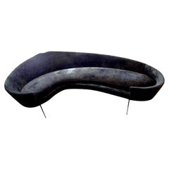 Vintage Italian Modern Curved Sofa with Brass Legs Attributed to Federico Munari
