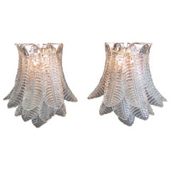 Pair of Vintage Murano Six-Tier Felci Wall Sconce